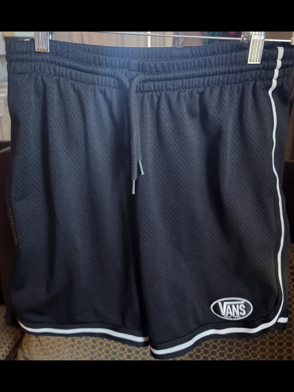 Vans Black Athletic Mesh Shorts with White Piping